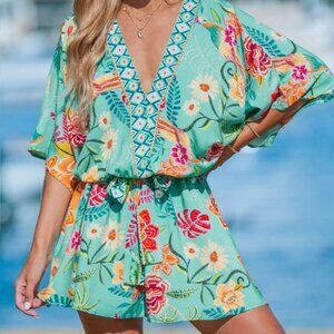 Tropical Dolman Sleeve Casual Mini Dress - Cupshe